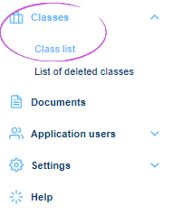 Twigsee the list of classes is located in the navigation in the Classes section