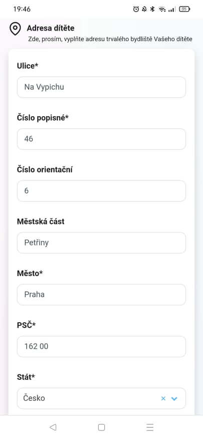 Twigsee úprava profilu dítěte má 4 strany, kterými se musíte všemi proklikat, jinak se formulář neuloží